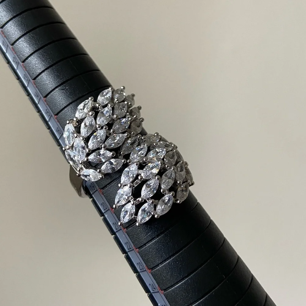 FZN Sterling silver CZ ring wings, size 9